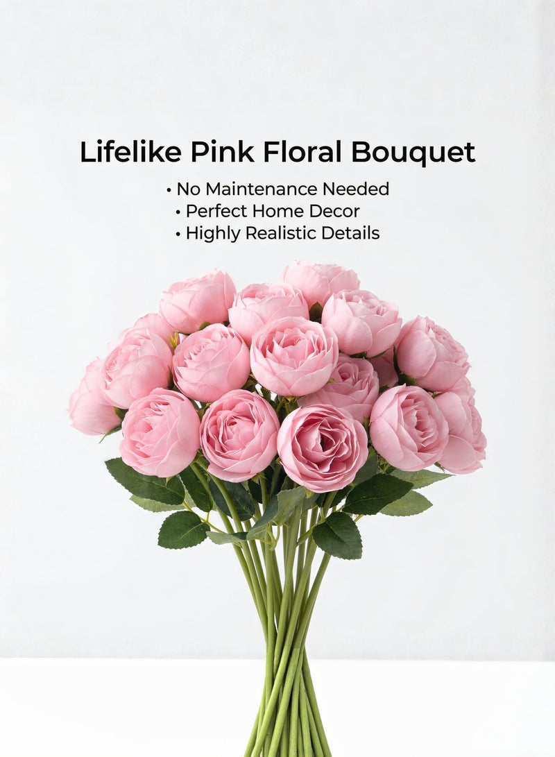 باقة زهور الپيونيا الوردية الاصطناعية - للزخرفة المنزلية والحفلات والزواج - Image 4